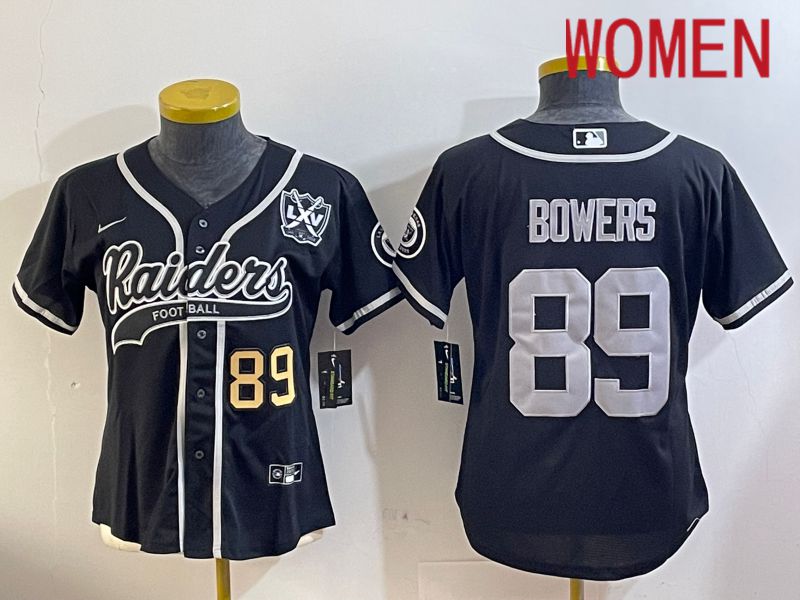 Women Oakland Raiders #89 Bowers Black Joint Name 2024 Nike Limited NFL Jersey style 3->youth nfl jersey->Youth Jersey